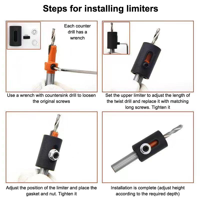 8Mm Woodworking Countersink Router Drill Bit Set Screw Extractor Router Bits Hole Punch Woodworking Tools For Wood Drilling