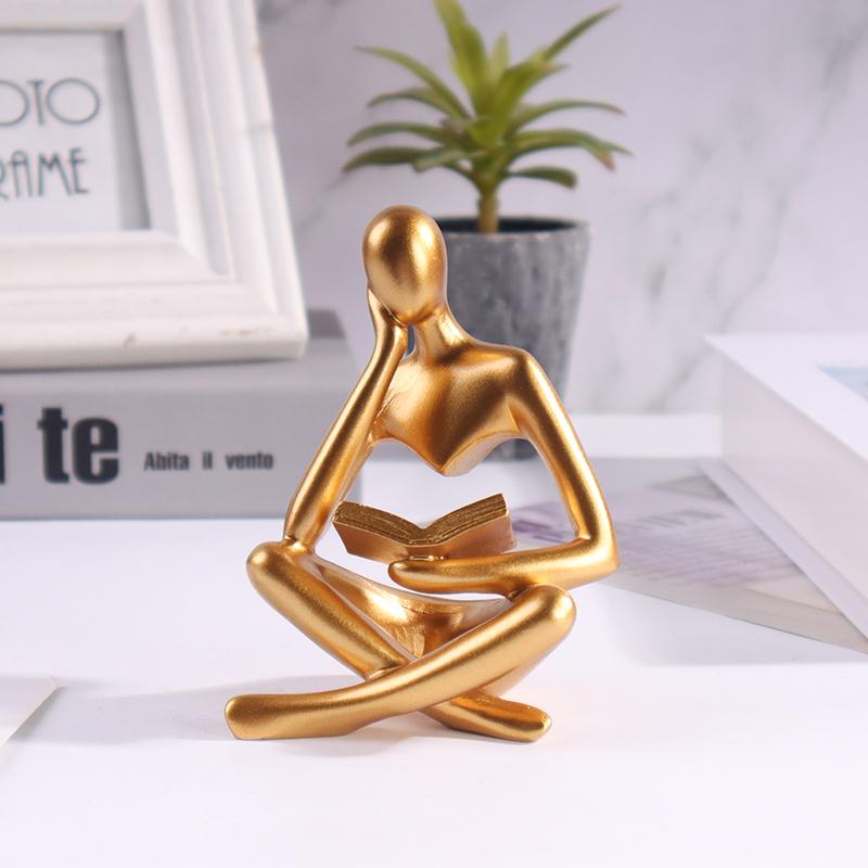 Abstrakte kleine Mann liest Buch Skulptur, Harz Mini-Figur, Heimdekoration für Schlafzimmer, Wohnzimmer und Arbeitszimmer