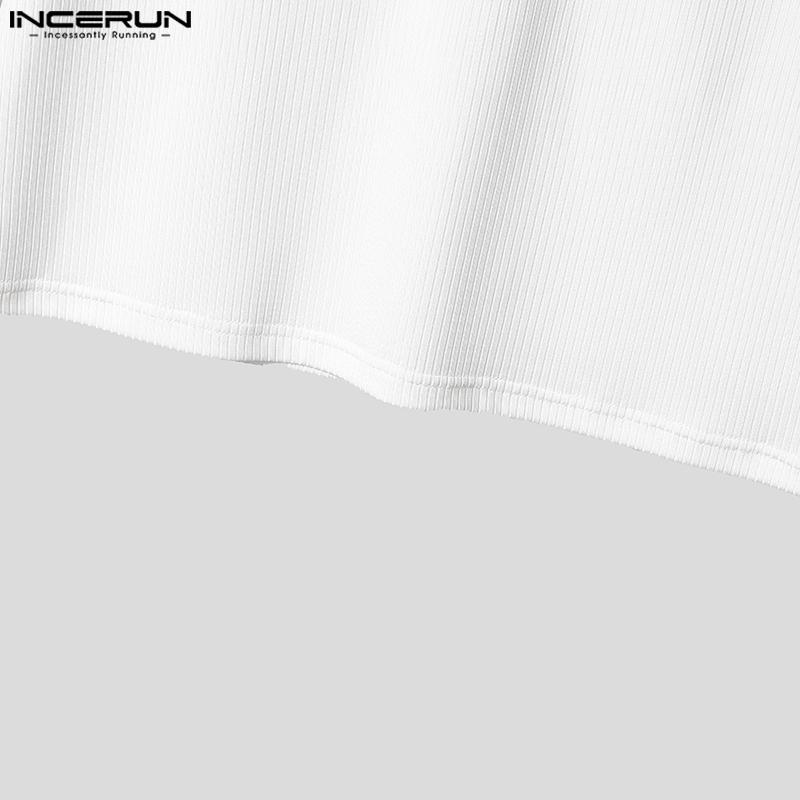 INCERUN Herren T-Shirts Lässig V-Ausschnitt Kurzarm Netzgarn Transparent Patchwork Oberteile