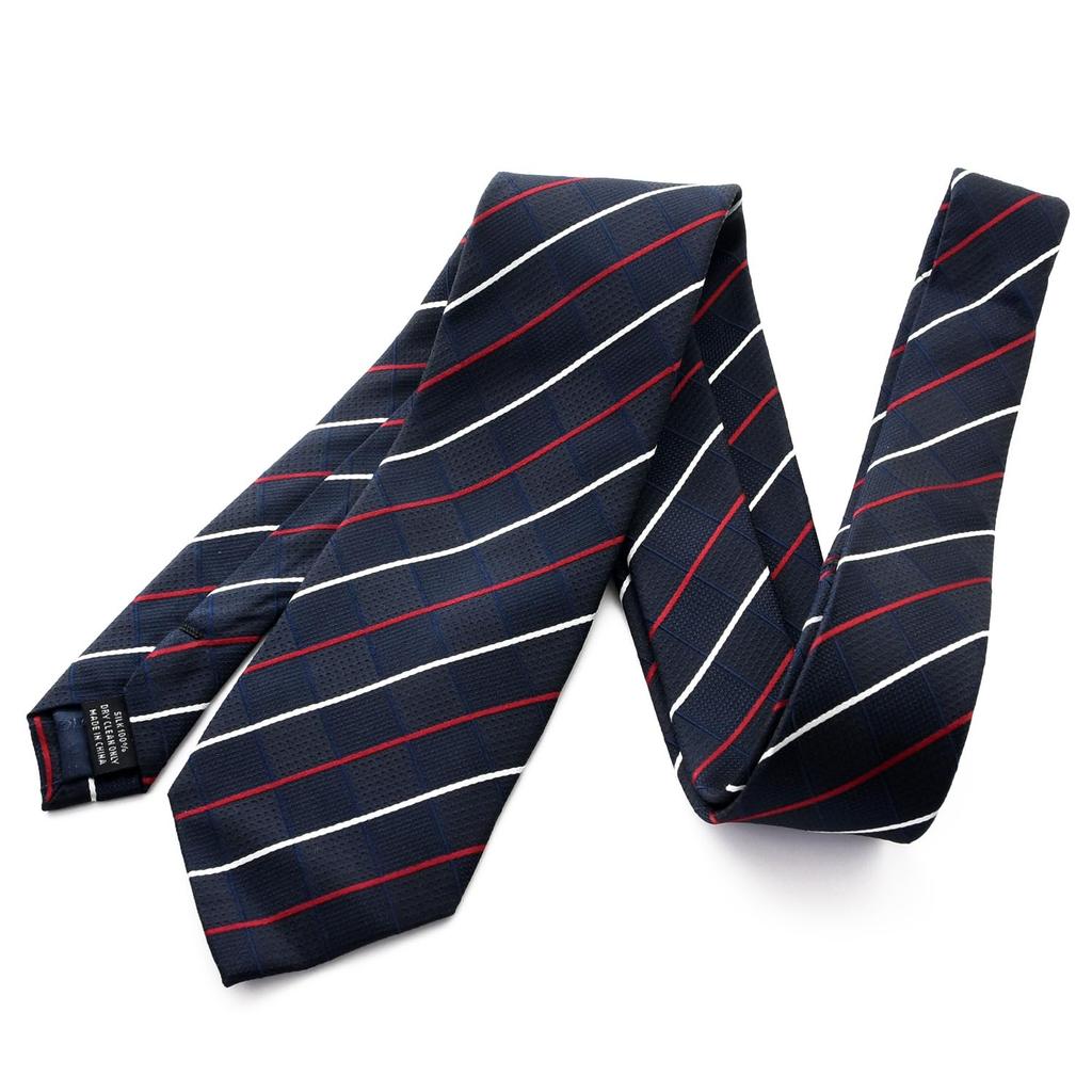 Michiko London Brand Silk Jacquard Weave with Plaid and Embroidery D Necktie, 100% (D Pattern Navy)
