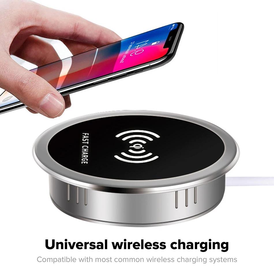 Qi Wireless Charger Built-in Table - Embedded Fast Charger for iPhone 11 13 AirPods Xiaomi Mobile Phones