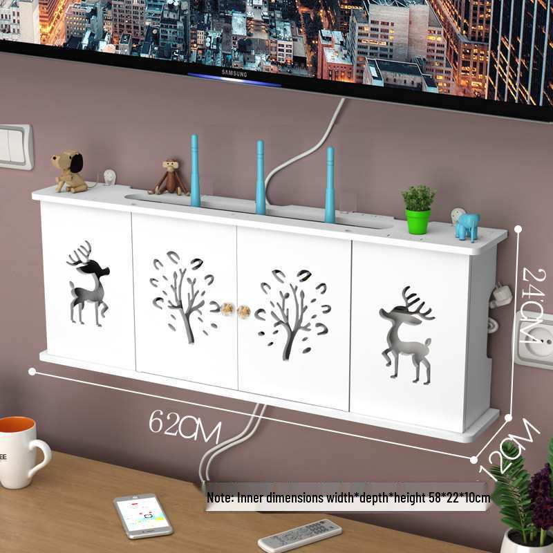 Wall-Mounted No-Drill WiFi Router and TV Set-Top Box Shelf for Living Room/Bedroom