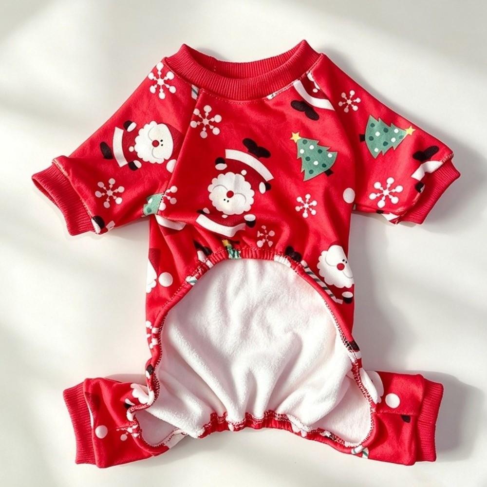 Warm Christmas Dog Jumpsuit Cartoon Dog Pajamas Cute Dog Hoodie  Photo Prop
