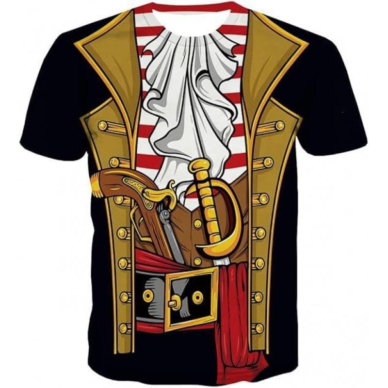 Sommer Herren Piraten 3D-Druck Rundhals-T-Shirt