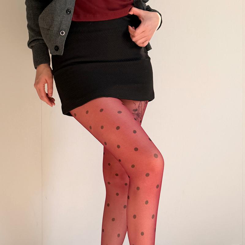 Y2K Gepunktete Strümpfe Damen Strumpfhosen Mit Gepunktetem Druck Sommer 30D Ultra-Dünn Durchsichtig Spicy Girl Durchsichtige Strumpfhosen