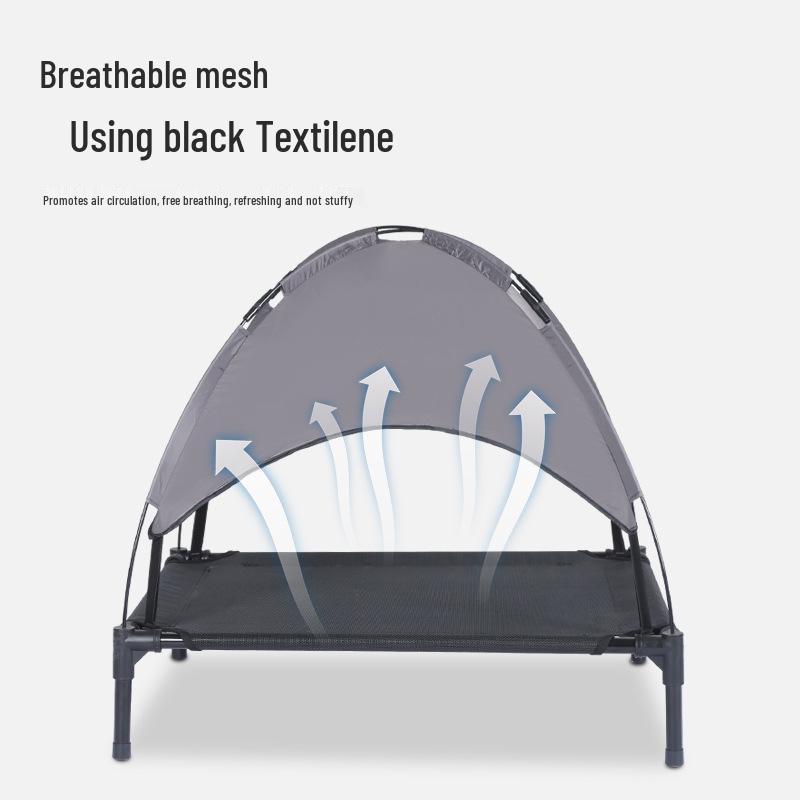 Pet Camping Bed with Sunshade - High Load-Bearing, Elevated, Foldable Tent Bed for Dogs