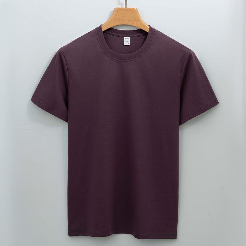 Light Cotton T-shirt Men's Short-sleeved Pure Cotton Long Velvet Horse Cotton Round Neck Three-pin White Small T Men's T-shirt