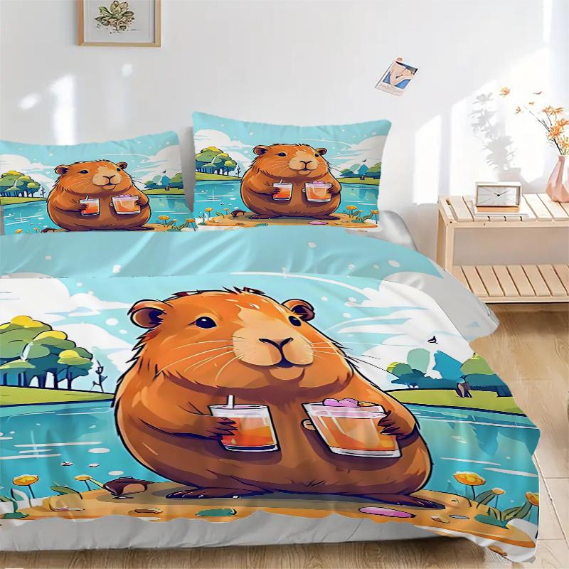 3pcs Anime Hamster Bedding Set - Includes One Quilt Cover and Two Pillowcases (No Core) - Perfect for Bedroom and Guest Room Decoration, Festive Gift,