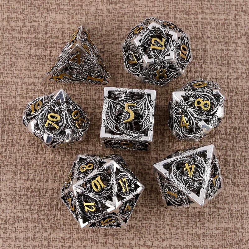 Set di Dadi Metallici Vuoti D&D Dadi Metallici Vuoti D&D 7 Pezzi Dadi Poliedrici