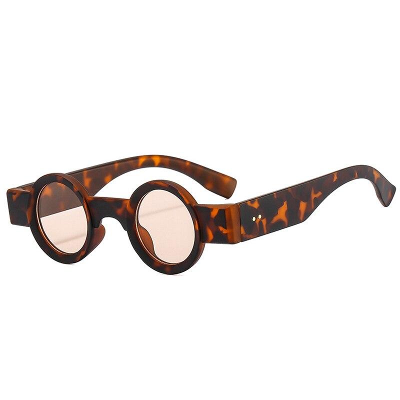 

SHAUNA, популярные модные маленькие круглые солнцезащитные очки, женские ретро-панк-оттенки, UV400, мужские прозрачные линзы Ocean, трендовые солнцезащитные очки с заклепками Leopard champagne