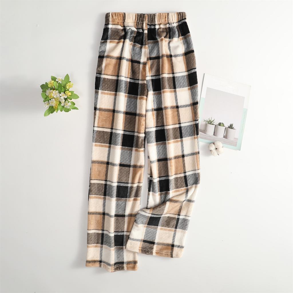 Women Pajama Pants Plush Sleep Pants Soft Elastic Waist Pajama Bottoms Patterned Pants With 2 Pockets
