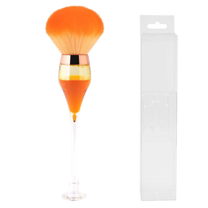 Large Single Nail Dust Brush with Fluffy Bristles - High-Footed Wine Glass Design for Blush Setting and Nail Art.