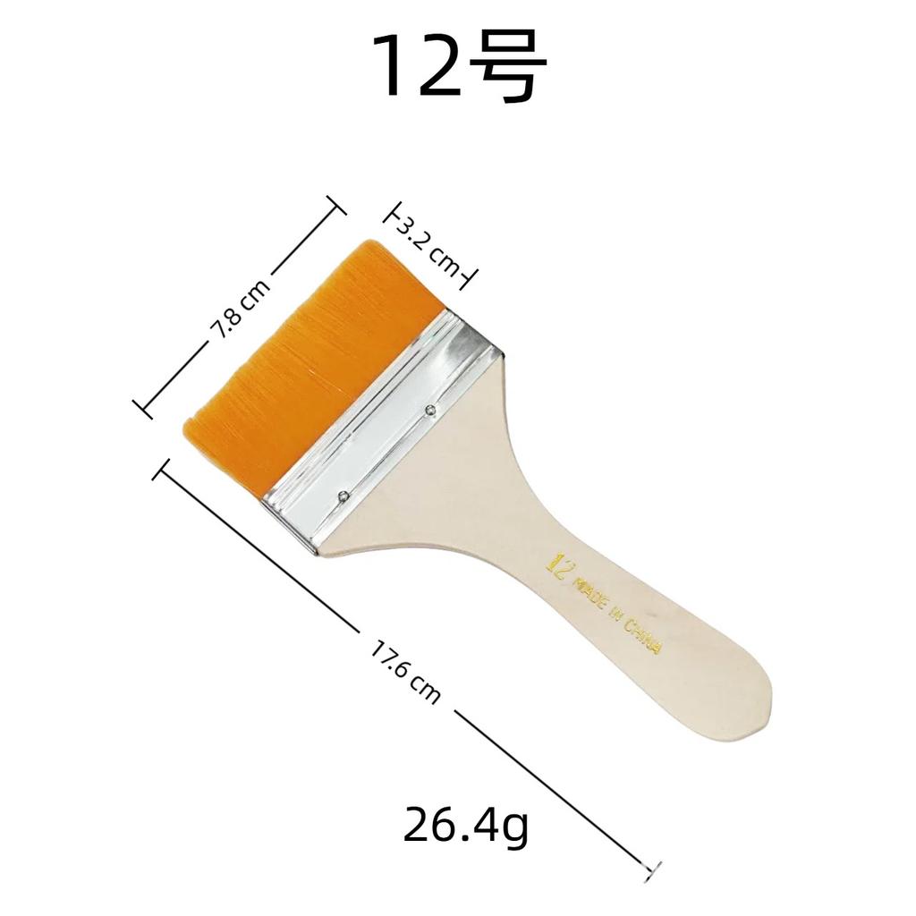 10 Pcs Yellow Nylon Flat Brush Oil Painting Nylon Brush Art Brush Wooden Oil Painting Brush Flat Brush