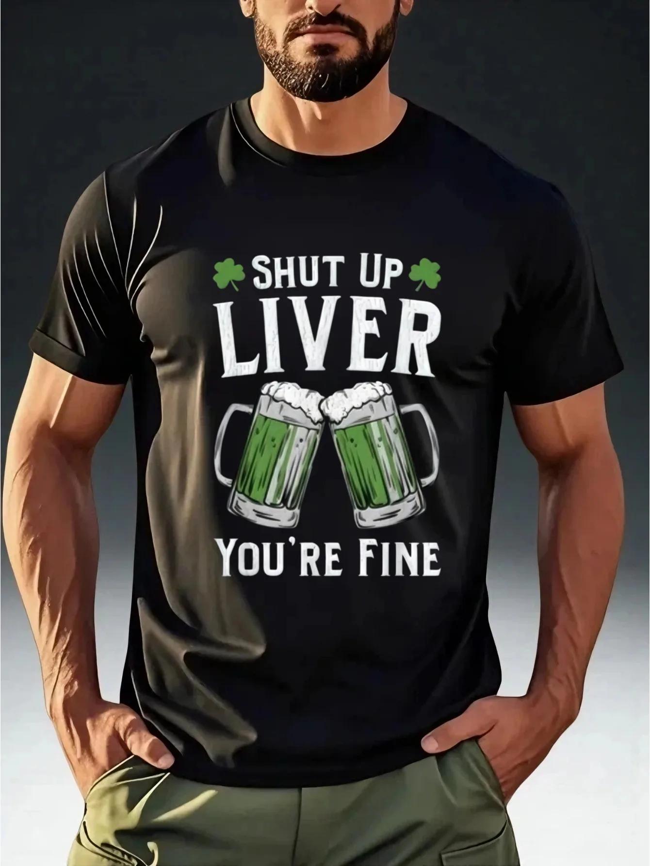 

Men s Fashion T-shirt with St. Patrick s Day Theme Beer Fun Print, Eye Catching Holiday Design, Comfortable Skin Friendly Top... S разноцветный