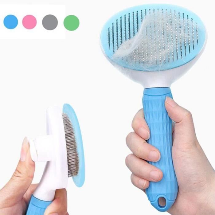 Animalerie,Peigne d'épilation pour chiens et chats, brosse de toilettage en acier inoxydable, brosses automatiques - Type Blue -A