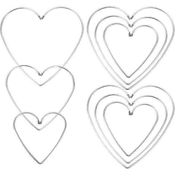 DECHOUS 9Pcs Heart Dream Catcher Ring: Sliver Metal Rings Macrame Hoop for Dream Catcher Making - 3 Sizes Heart Shape Dreamcatcher Hoops for Crafts