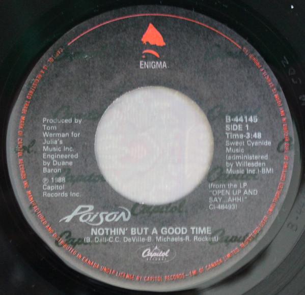 

7inch Record POISON 3 Nothin But A Good Time B44145 Enigma 1988 Canada Rock Used