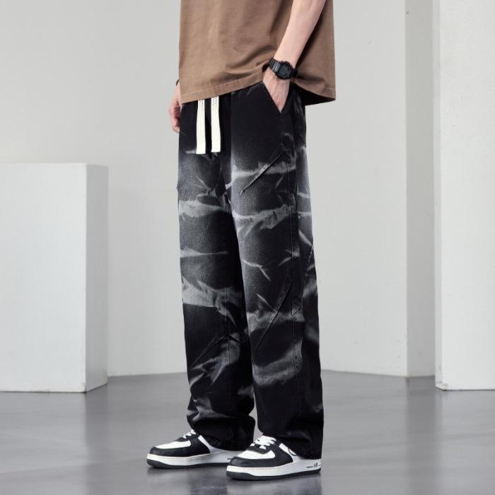 

Новые джинсы американского ретро с нерегулярным тай-дай, прямые, большого размера, мужские L