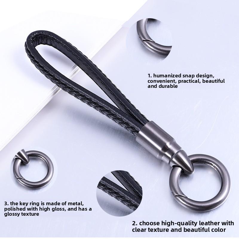 Creative Bullet Rotating Keychain Men's and Women's Leather Car Keychain Alloy Pendant