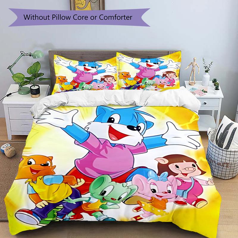 Happy Cartoon Friends Print 3Pcs Bedding Set,Duvet Cover with 2 Bedro,Pillowcase Home Birthday Gift