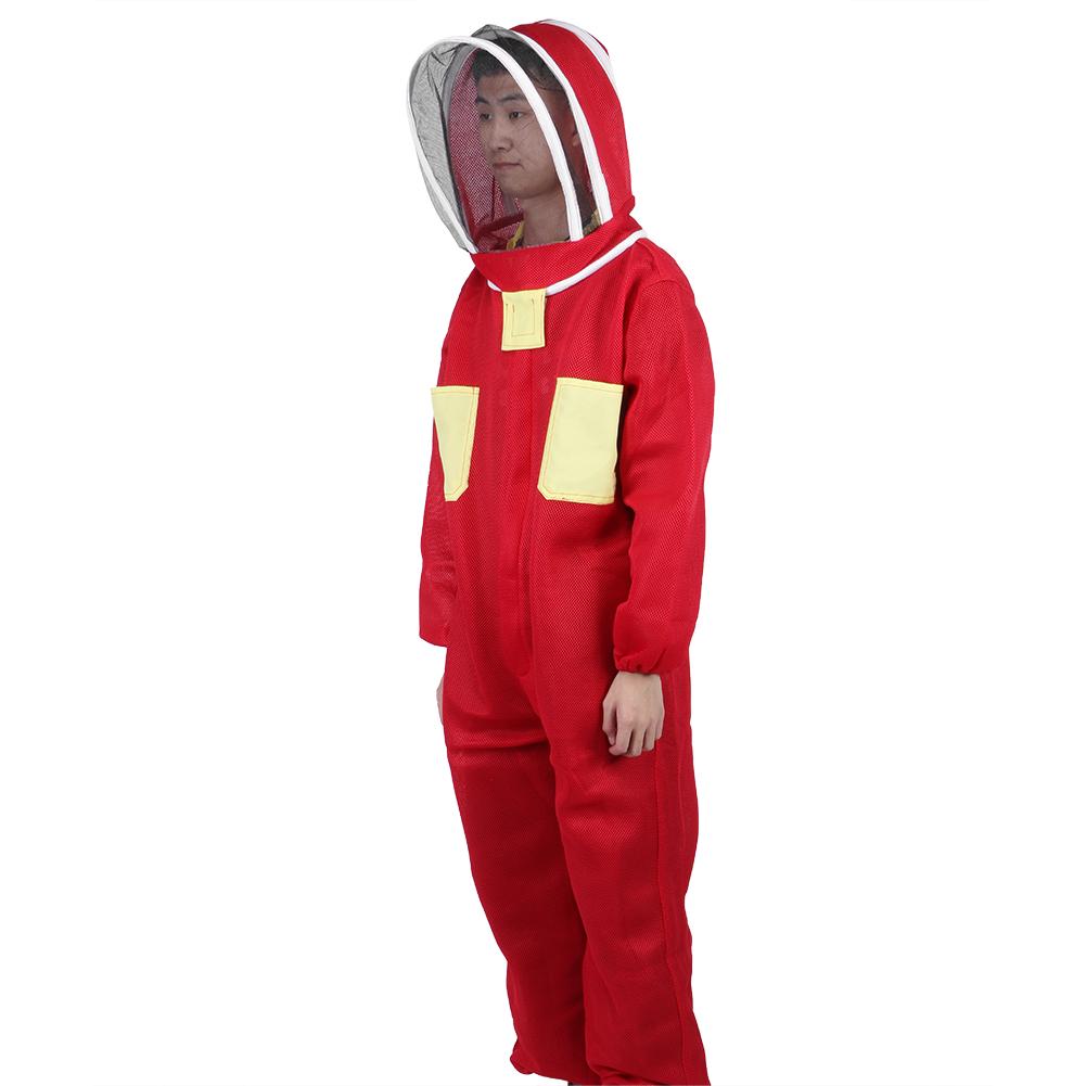 Red Beekeeping Protective Suit with Double Zipper Breathable Bee Suits Accessory for BeekeeperXXL