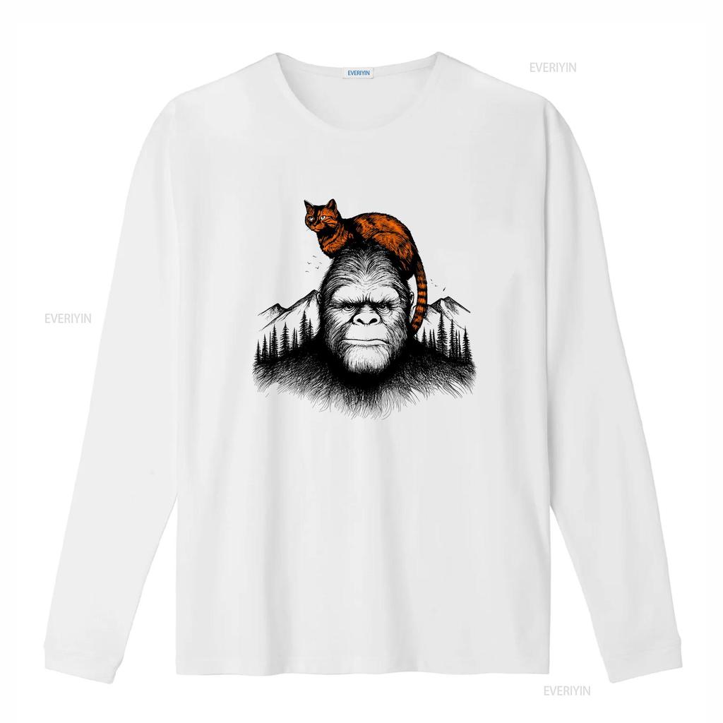 Sasquatch And Orange Cat T Shirt Unique Novelty Idea For Lovers Moms Cool Print vintage Washed graphic Breathable homme
