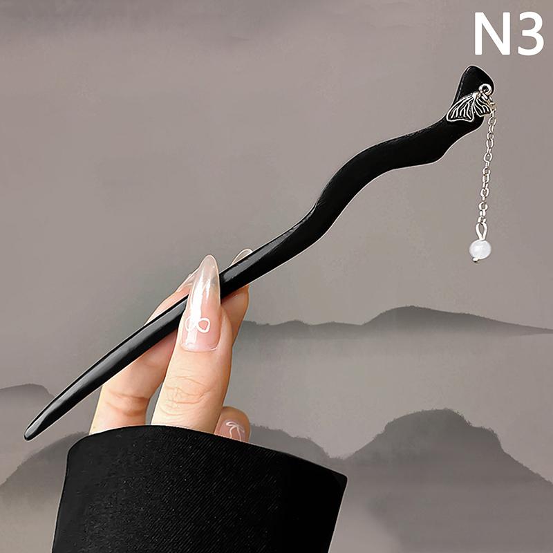 

Светящиеся палочки для волос в китайском стиле для женщин, детей, ретро, металлические, деревянные, с цветком, кисточкой, заколки для волос, аксессуары для волос