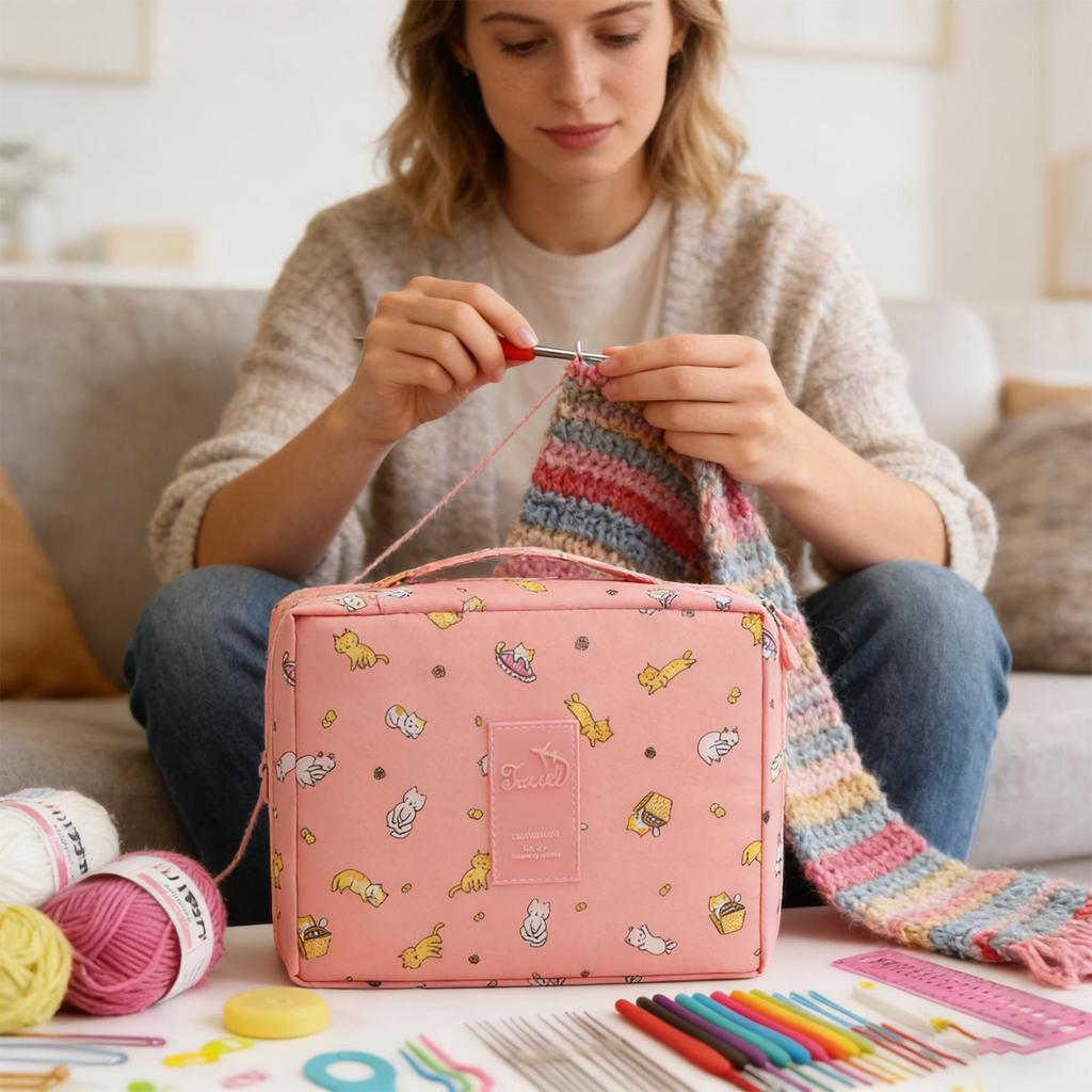 Crochet Kit Beginners Crochet Hook Set with Crochet Yarn Portable Crochet Set Crochet Hooks Travel Knitting Crochet Supplies