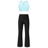 Kids Girls Sleeveless U Neck Shoulder Straps Cross At Rear Crop Top with Pants for Dance Gym Sports