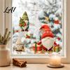 Reusable Static Decals Christmas Gnome Window Cling Waterproof Snowflake Glass Decal PVC Faceless Dwarf Sticker for Holiday Decoration Festive