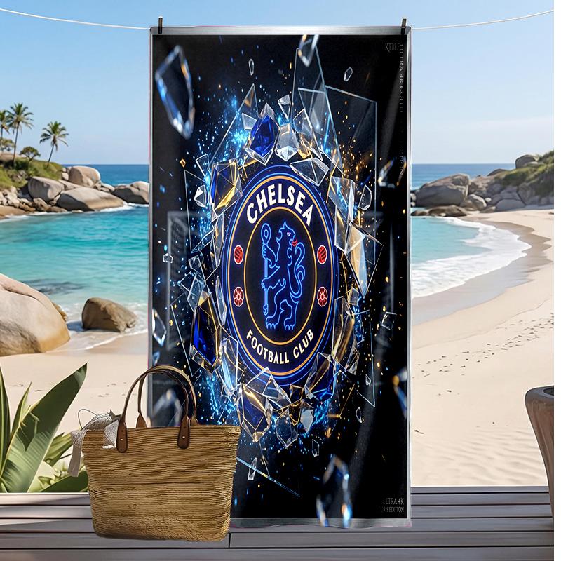 Chelsea FC Printed Beach Towel Quick Dry Soft TowelPortable Large Rectangular Beach Blanket for Travel Swimming Pool
