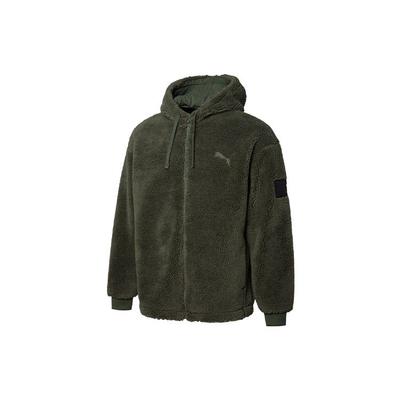Velvet Hooded Warm Windproof Jacket With Logo Men Outerwear Dark-Green 535066-64
