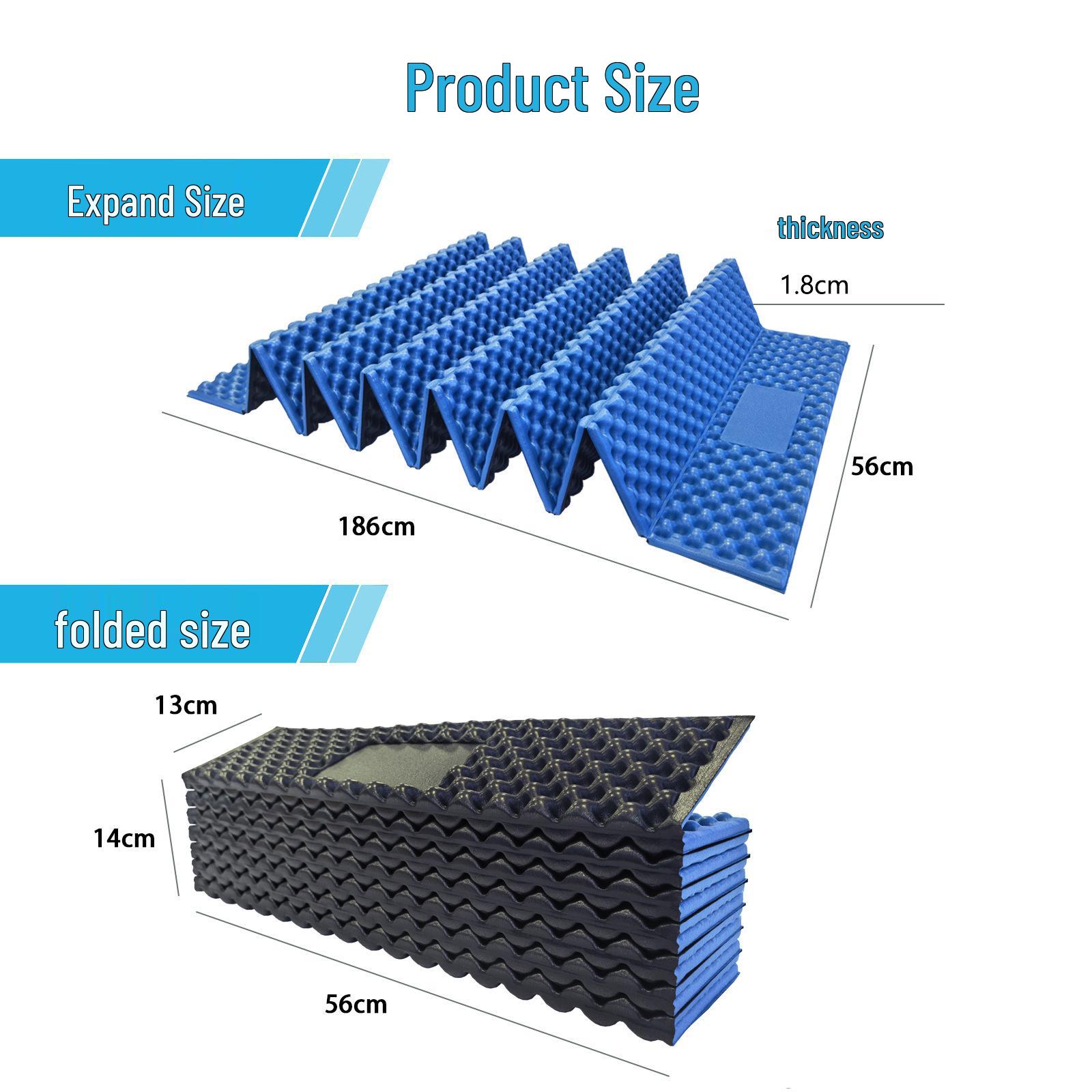 Outdoor Egg Nest Folding Moisture-Proof Picnic Mat with IXPE-Coated Aluminum Foil - Thickened Camping Mat 186x56x1.8cm