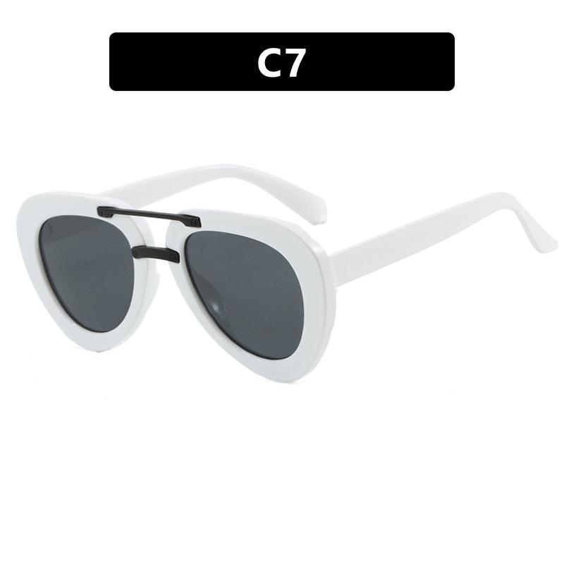 Retro Oval Frame Sunglasses Fashion Big Frame Sunglasses Punk Green Pilot Eyewear Personalized Shades Sun Protection Glasses