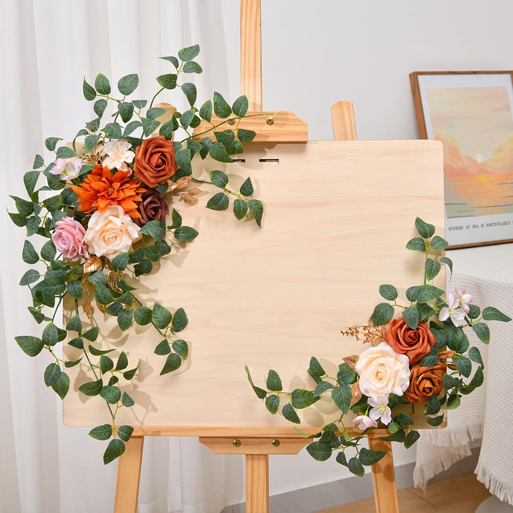 

Искусственная арка Цветочная занавеска Газовая роза Пион Цветок Имитация Цветка Двухкомпонентное украшение для свадебного зала оранжевый