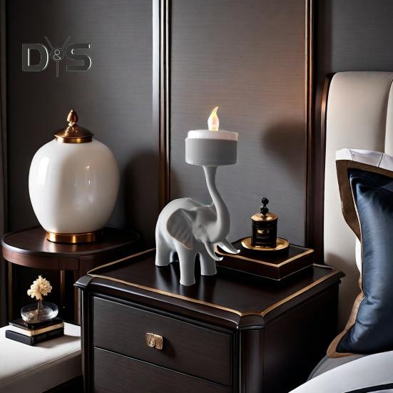 Svícen slona, votivní svícen na čajovou svíčku, stojan na svíčky do obývacího pokoje, koupelna, dekorace na stůl, figurka slona, ozdoba