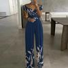 Chic One-Shoulder Printed High-Waisted Women's Jumpsuit