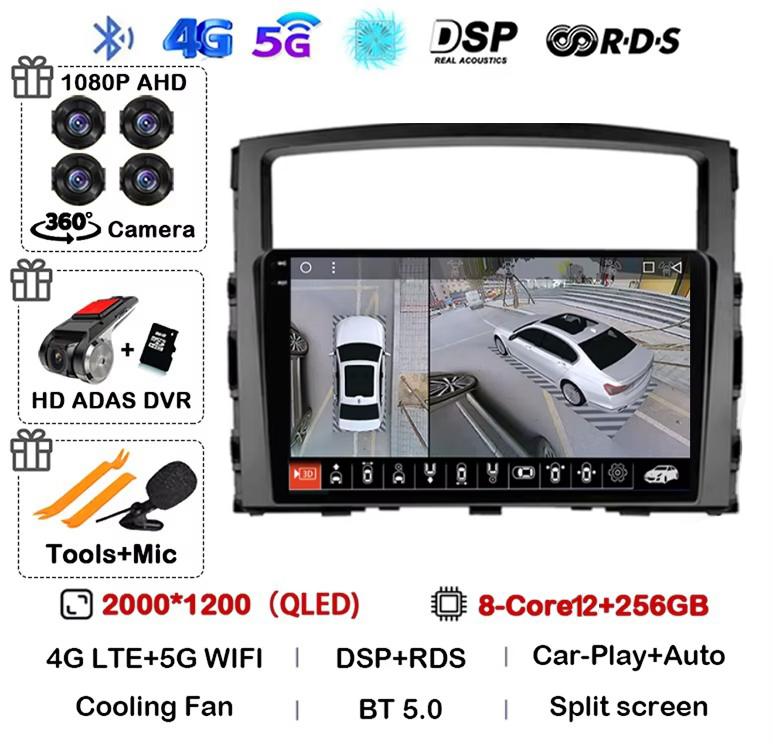 Android 14 Carplay Auto For Mitsubishi Pajero 4 V80 V90 2006 2007 2008 2009 - 2014 Car Radio Multimedia Video Player GPS Stereo