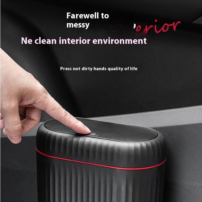 Auto Mülleimer PP Tür-montiert im Auto Desktop Tragbar Pop-up Deckel Großvolumiger Aufbewahrungseimer Papierabfall Autozubehör