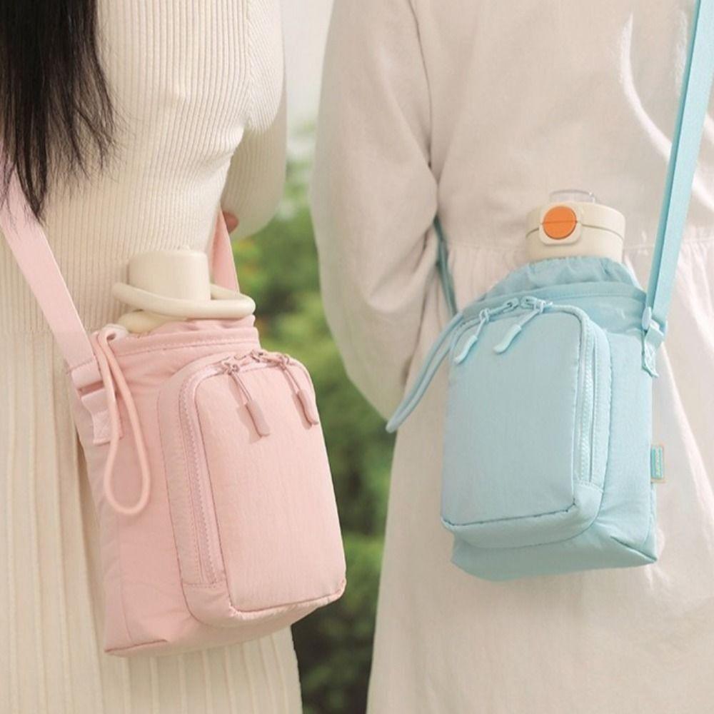 Adjustable Shoulder Strap Sports Water Bottle Bag Protective Cover Water Bottle Carrier  Travel Use