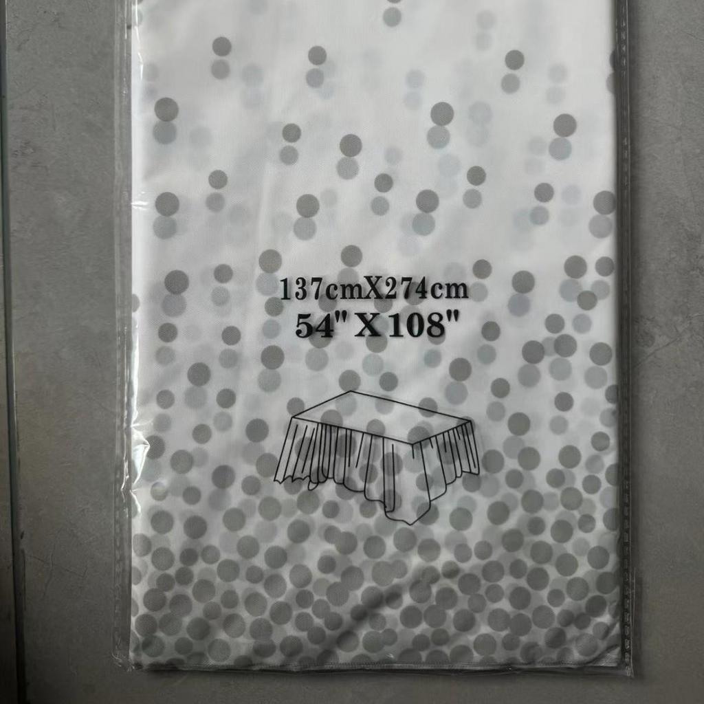 PEVA White Gold Polka Dot Tablecloth - Waterproof & Oilproof for Parties, Festivals, Picnics, Gatherings