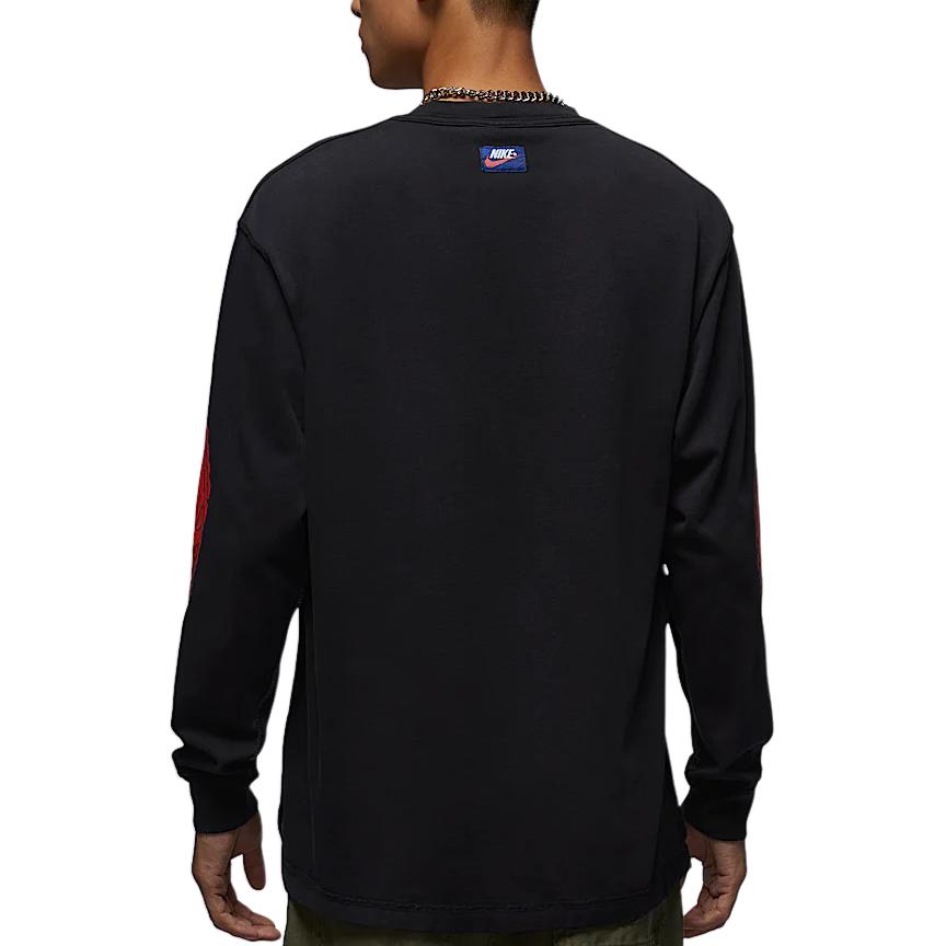 Jordan Rare Air Series Comfortable Skin-Friendly Crew Neck Pullover Long Sleeve T-Shirt Men Tops Black Pepper-Red IB3135-010
