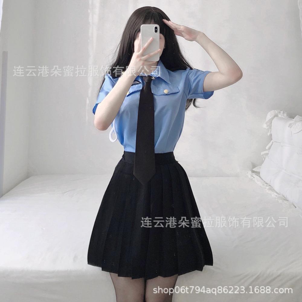 Domila Sexy Lingerie Uniform Seduction Police Pleated Skirt Passion Sexy Sex Secretary Role Suit