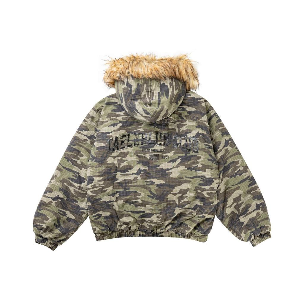Giacca Parka con Cappuccio Sportiva BeatStreet da Uomo, Retro Mimetica, Foderata in Pile, Collo in Ecopelliccia, Vestibilità Larga, Imbottita in Cotone, Autunno & Inverno
