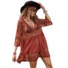 V Neck Summer Sunscreen Smock Loose Beachwear Shirt Fashion Bikini Cover-Ups  for Women