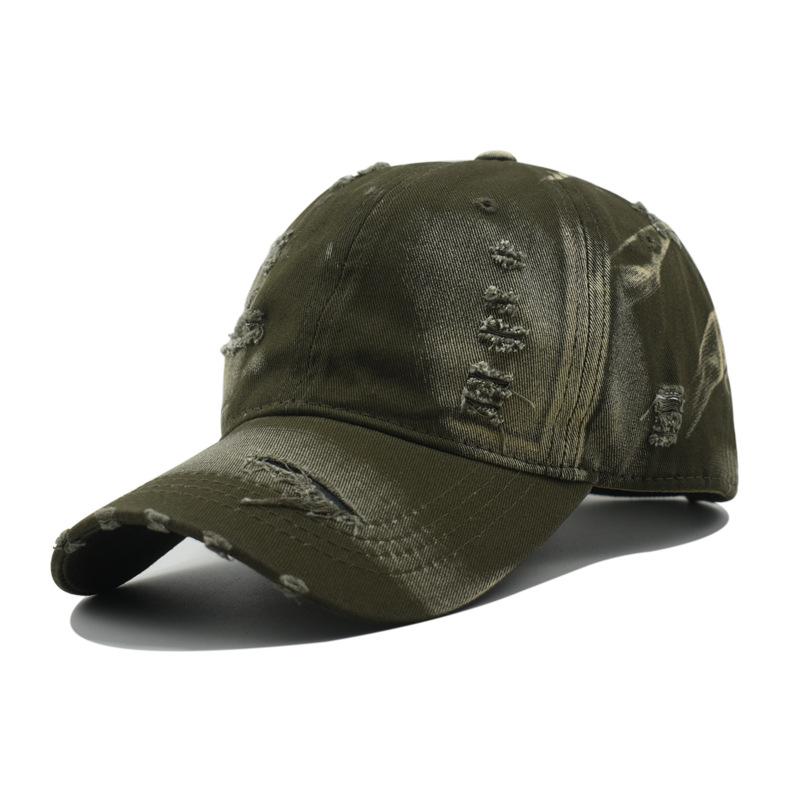 Grensoverschrijdende Hottrend Gescheurde Baseballpet Gewassen Kleurverloop Snapback Ademend PVC 6-Panel Koppels Gebogen Vizier Effen
