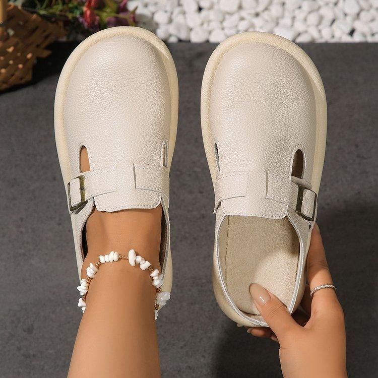 Fashion 2024 Hot Sale Shoes Female Buckle Women's Slippers Spring Autumn Closed Toe Solid Solft Sole Casual Comfortable Flat Slippers