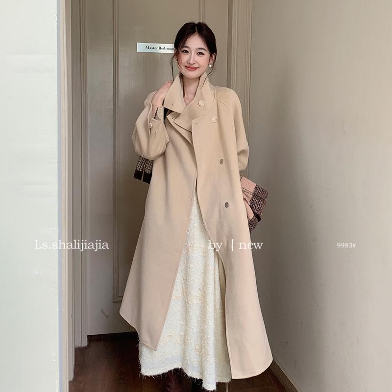 

Женский кашемировый тренч премиум-класса LS 2024 - Высокий воротник, Теплый, Свободный крой One Size абрикосовый