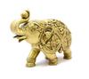 Om & Swastika Carving Brass Elephant Showpiece, Religious, Gold, Brass -7 Inch