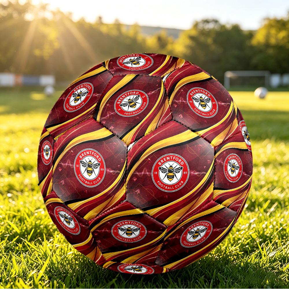 Brentford FootballPrinted Size 5 Soccer Bl, Anti Slip Adult Match Football Souvenir for Football Fans